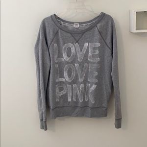 Pink gray crewneck sweater